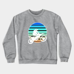 Motor X White Silhouette Dirt Bike Retro Sunset Crewneck Sweatshirt